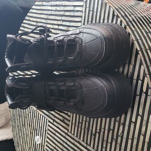 Platform men's Black Boots size 11 lace up w buckle worn like new